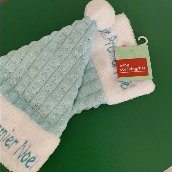 New Baby Stocking & Hat Set My First Christmas In French Blue Mon Premier Noel - Picture 4 of 7